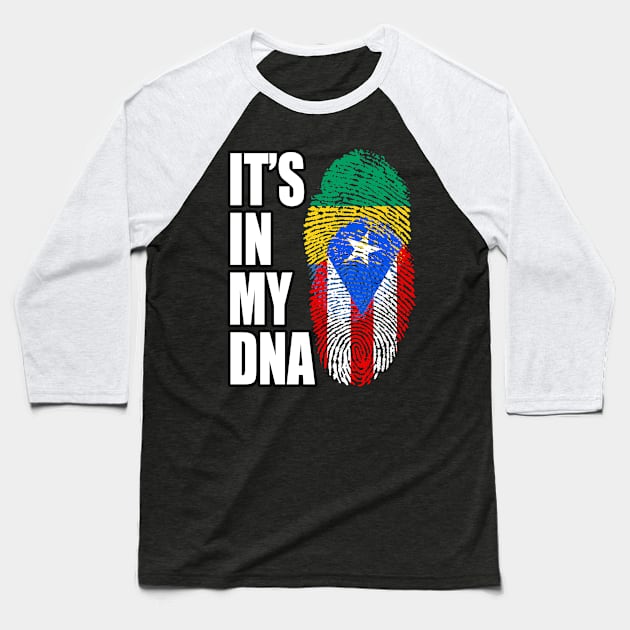 Puerto Rican And Gabonese Mix DNA Flag Heritage Baseball T-Shirt by Just Rep It!!